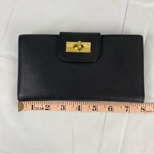 J.CREW Wallet/Clutch LEATHER EUC brass turn closure change, card, money holder